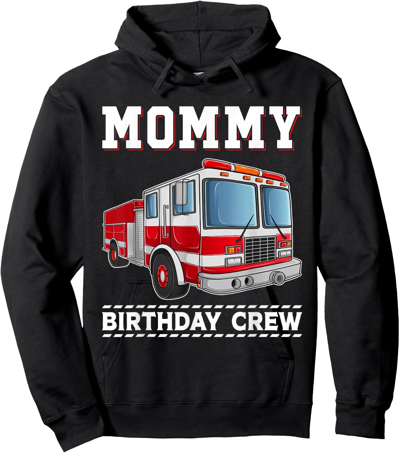 Mommy Birthday Crew Fire Truck Themed Family Matching Hoodie - Hoodie | Black