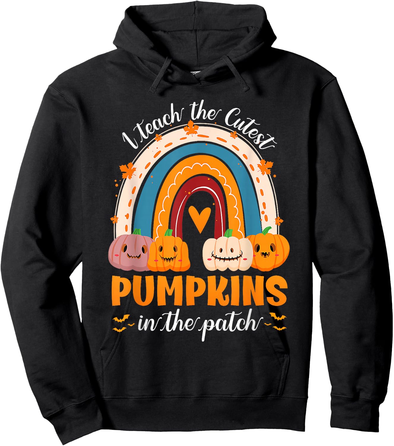 Rainbow I Teach The Cutest Pumpkins In The Patch Halloween Hoodie - Hoodie | Black