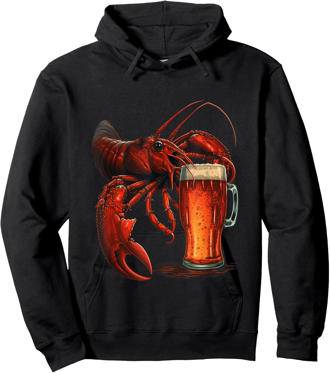 Funny Lobster Drinking Beer Beach Vacation Summer Women Men Hoodie - Hoodie | Black
