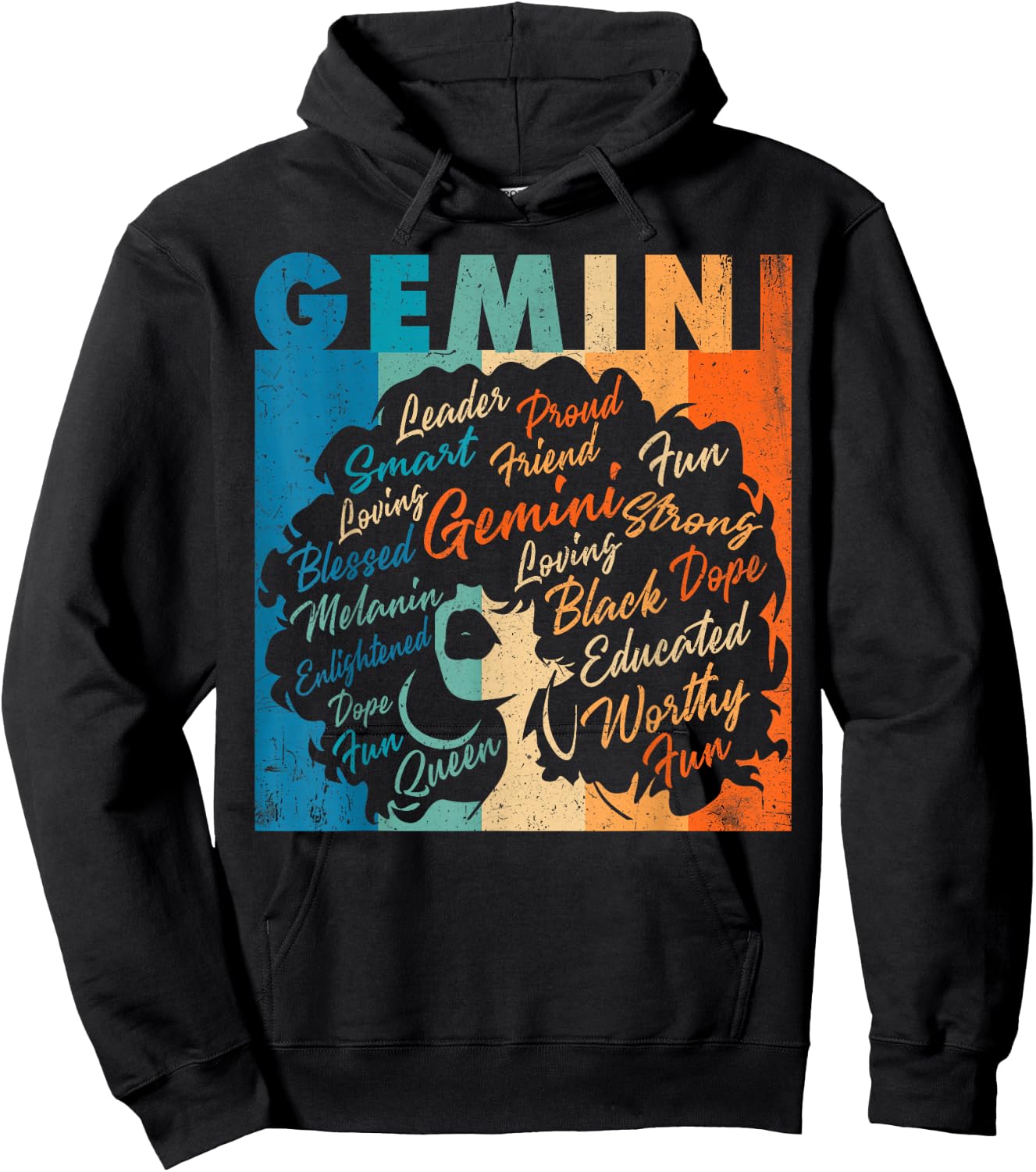 African American Women Zodiac Birthday Gemini Girl Hoodie - Hoodie | Black