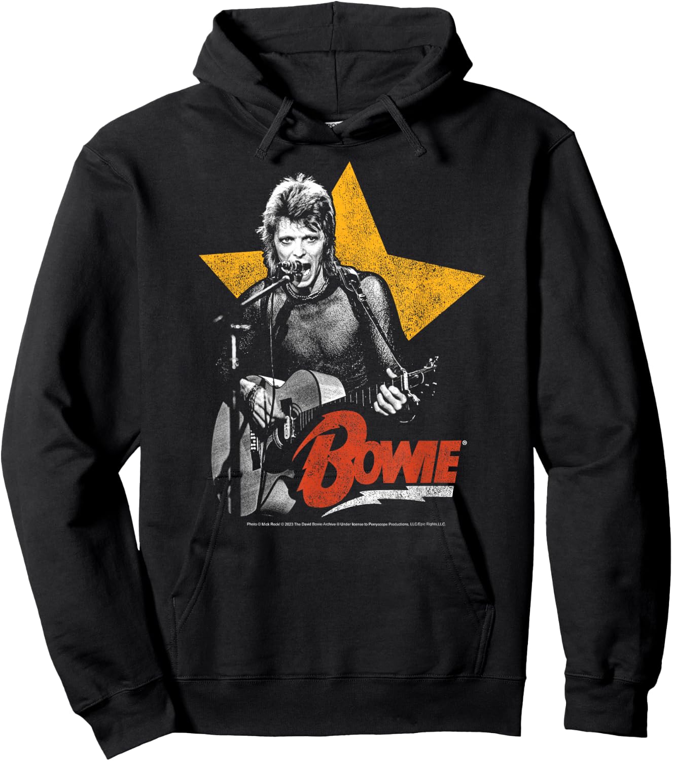 David Bowie- Bowie Guitar with Star Hoodie - Hoodie | Black