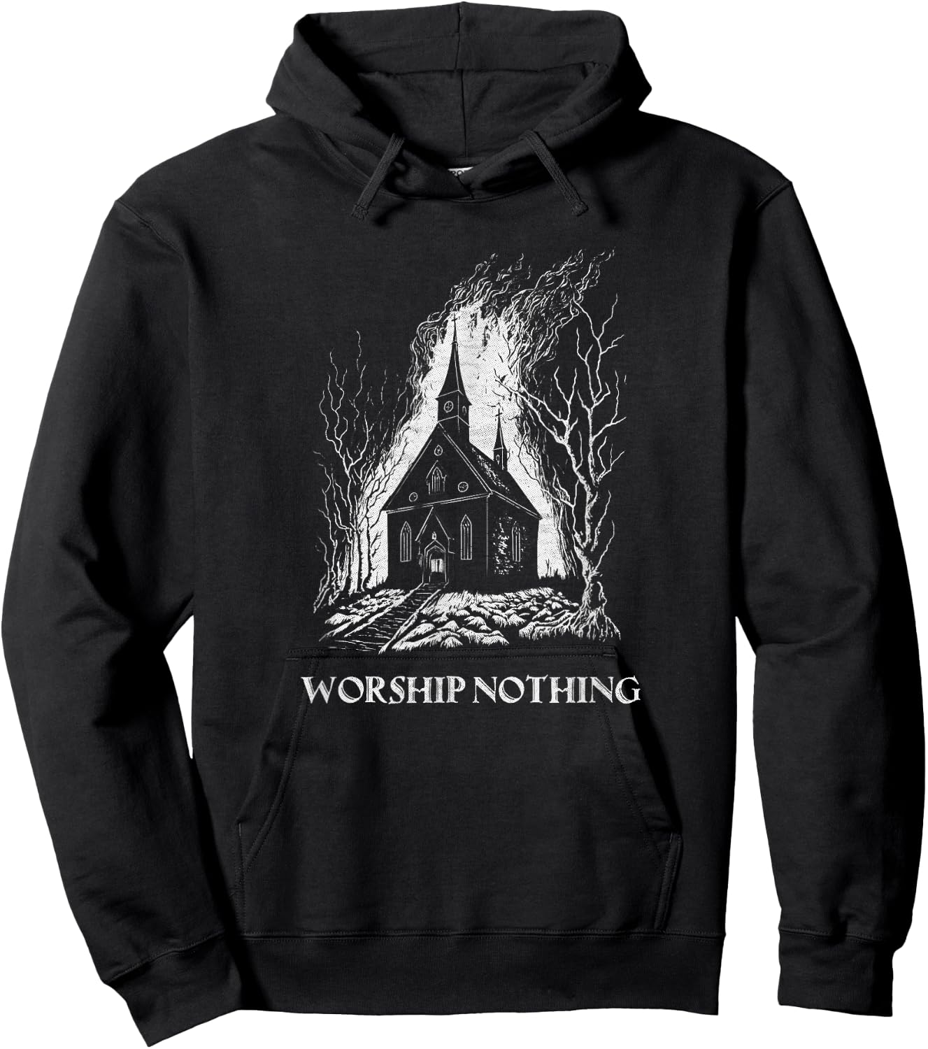Burning Church Worship Nothing Atheist Satan Antichrist Goth Hoodie - Hoodie | Black
