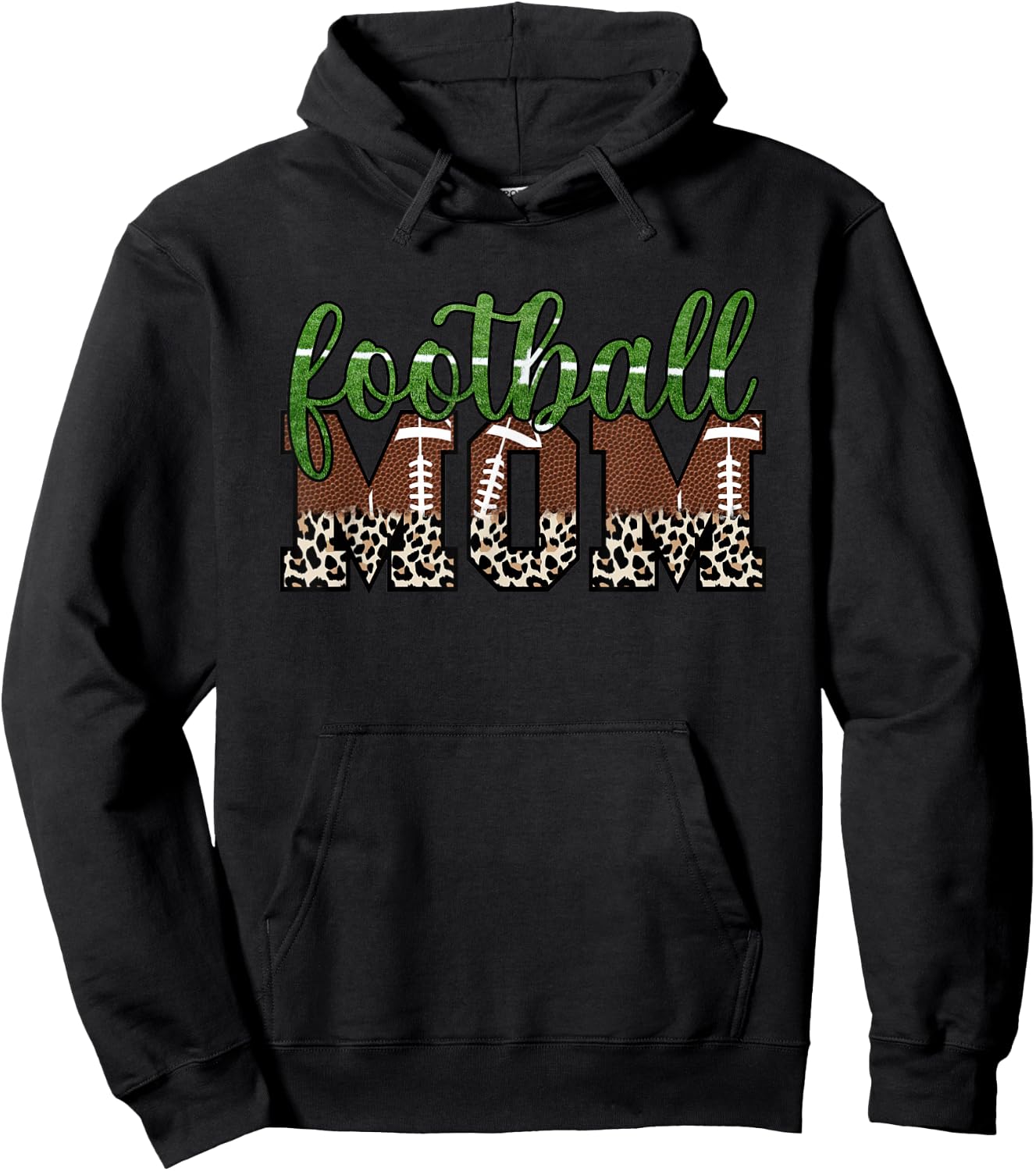 Moms Football Leopard Print Proud Women's Cheetah Pattern Hoodie - Hoodie | Black