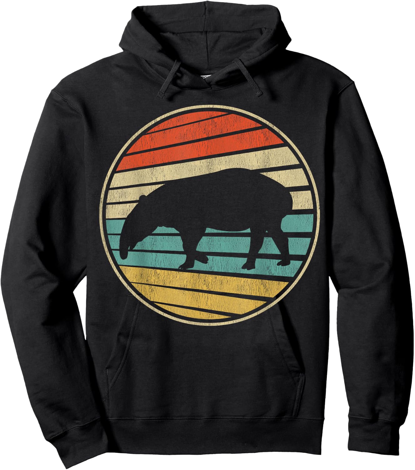 Cute Tapir Gift Retro Vintage 70s 80s Tapir Animal Lover Fun Hoodie - Hoodie | Black