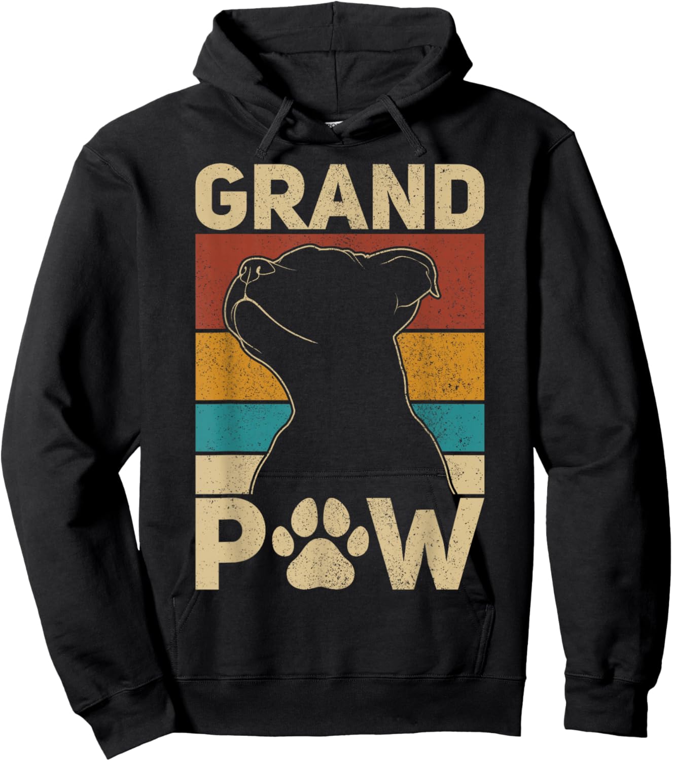 Grandpaw Dog Grandpa Funny Dog Lover Grandfather Men Pitbull Hoodie - Hoodie | Black