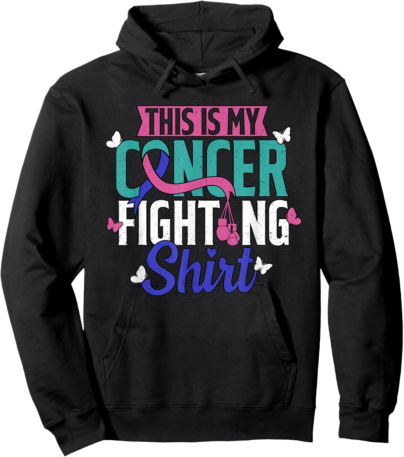 Thyroid Cancer Fighting Thyroid Ribbon Awareness Fighter Hoodie - Hoodie | Black
