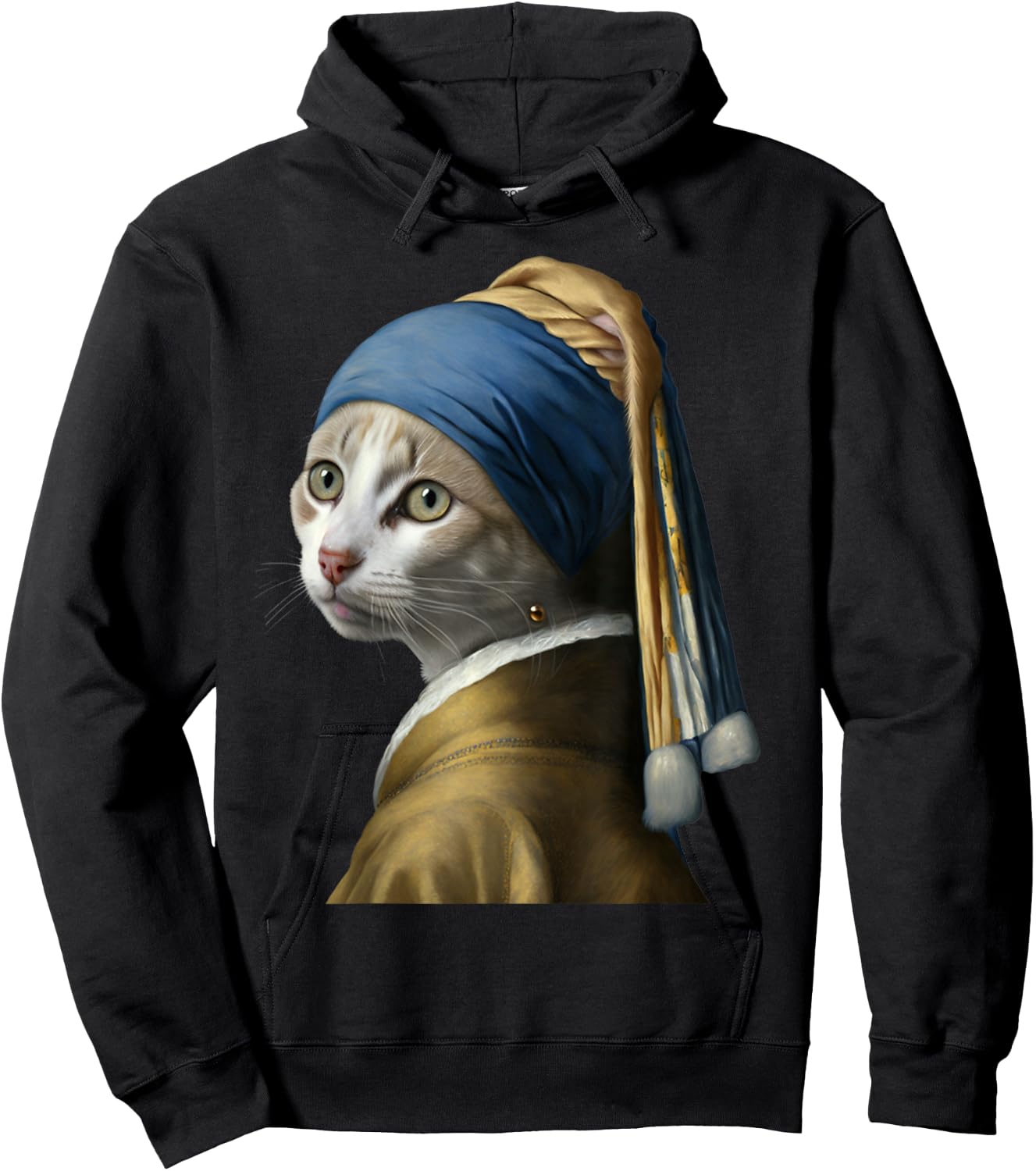 Girl with a Pearl Earring Funny Cat Lovers Hoodie - Hoodie | Black
