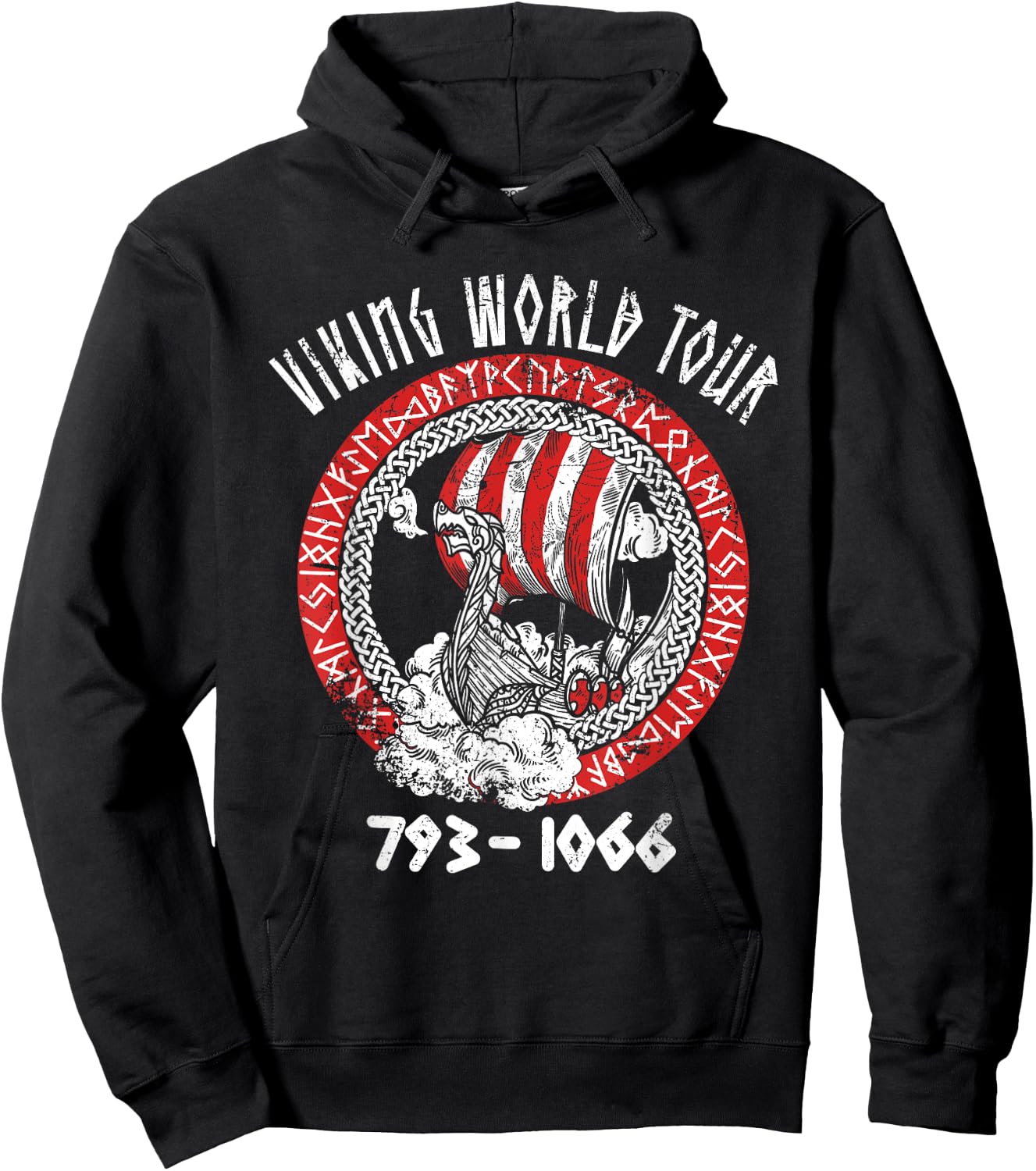Viking World Tour 793 - 1066 Funny Viking Ship Saying Hoodie - Hoodie | Black