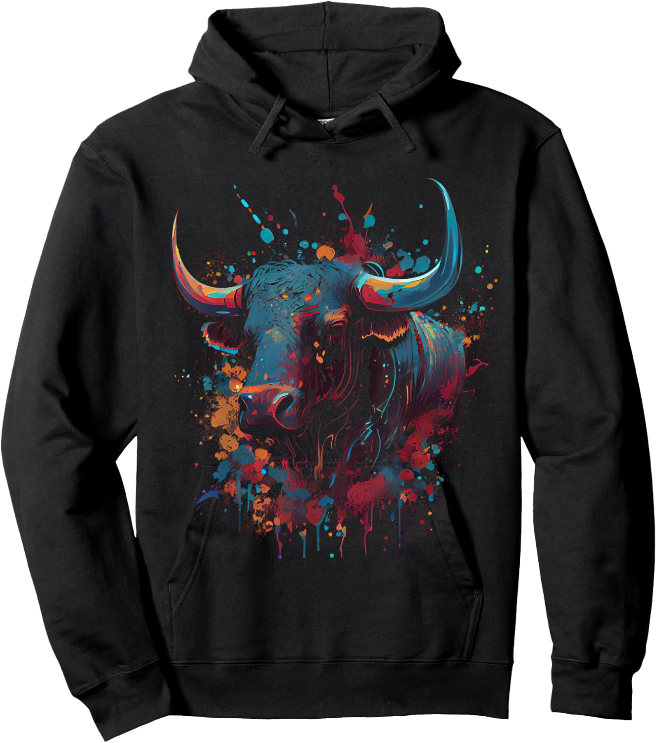 Bull Colorful Bull Riding Meat Favorite Animal Bull Hoodie - Hoodie | Black