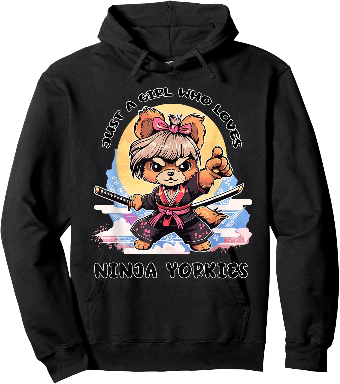 Just a Girl Who Loves Ninja Yorkies Hoodie - Hoodie | Black