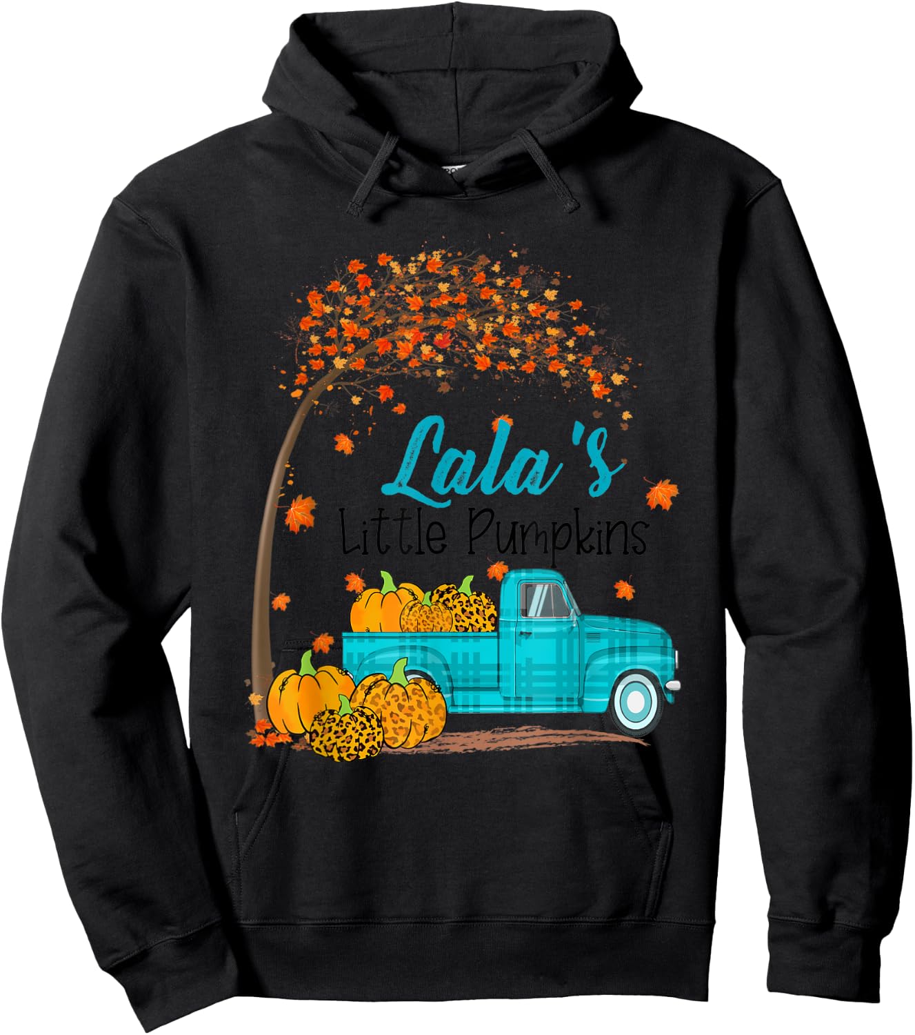Autumn Tree lala's Little Pumpkins Blue Truck - Fall Hoodie - Hoodie | Black