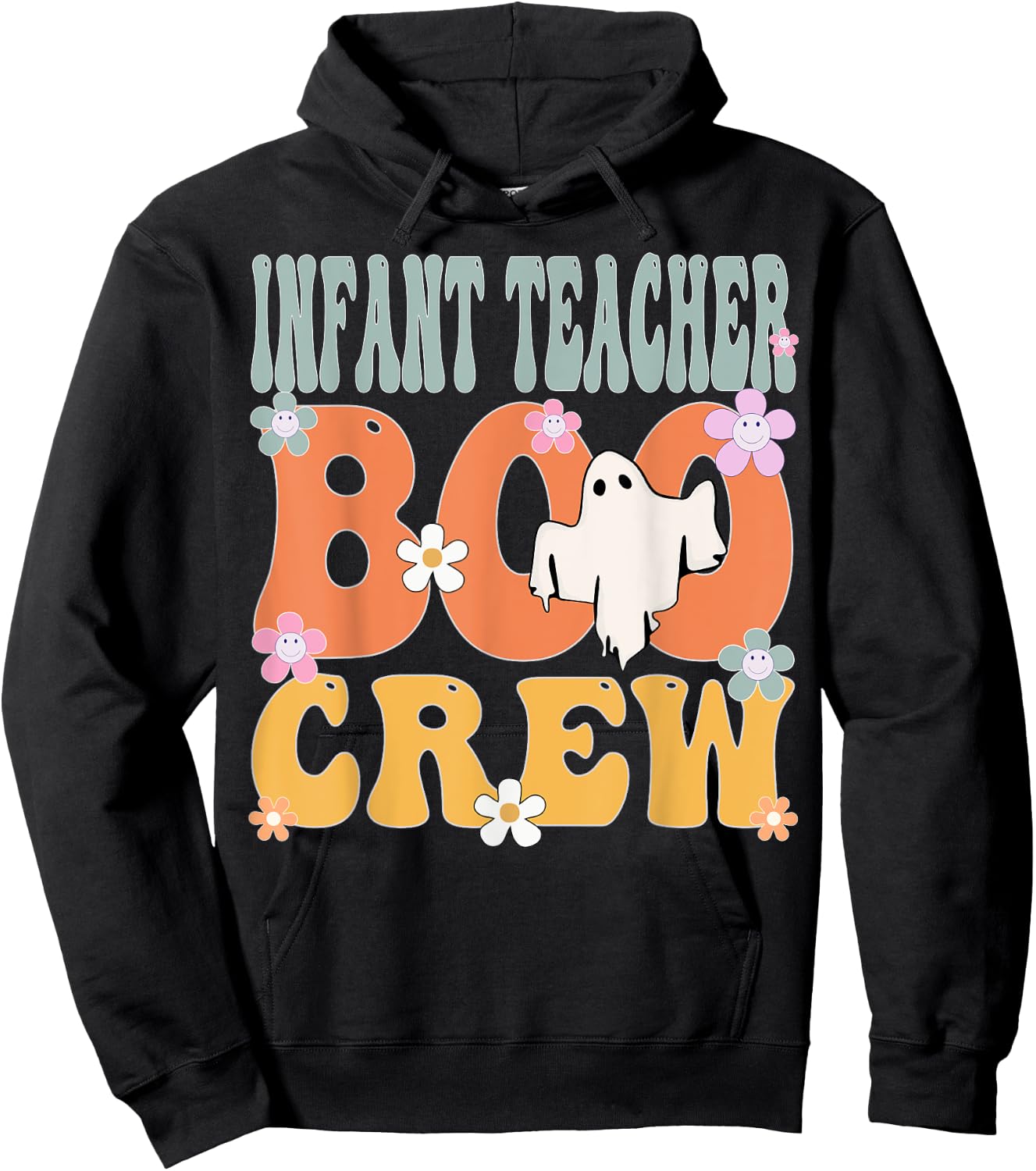 Infant Teacher Boo Crew Ghost Groovy Halloween Hoodie - Hoodie | Black
