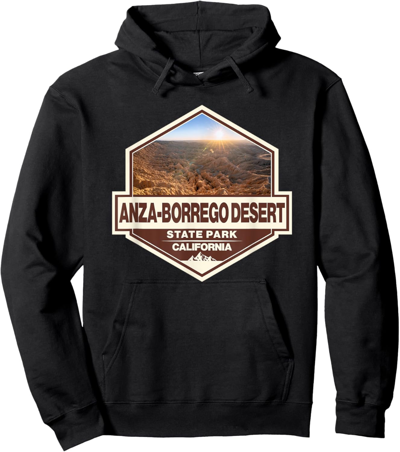 Anza-Borrego Desert California Travel Art Badge Vintage Hoodie - Hoodie | Black