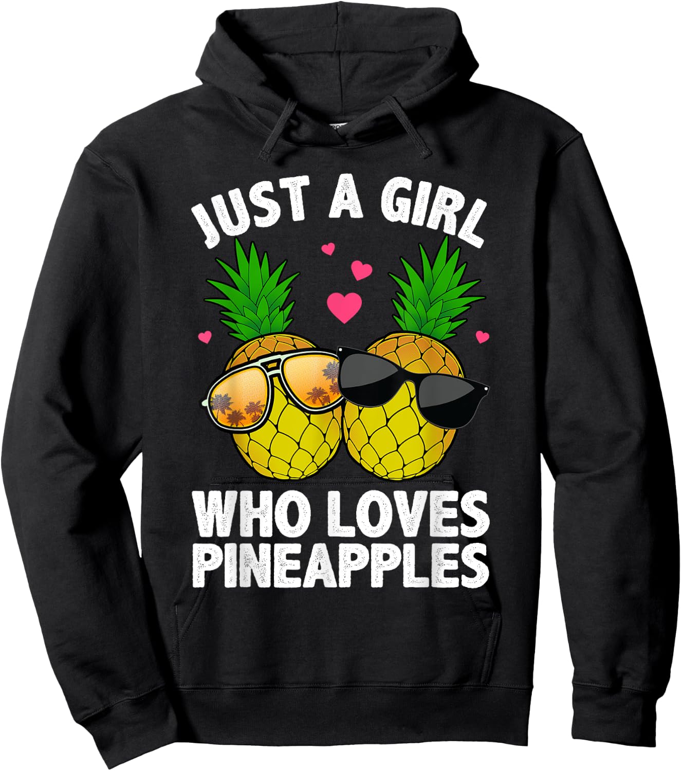 Cool Pineapple Art Girls Hawaiian Aloha Pineapples Hoodie - Hoodie | Black