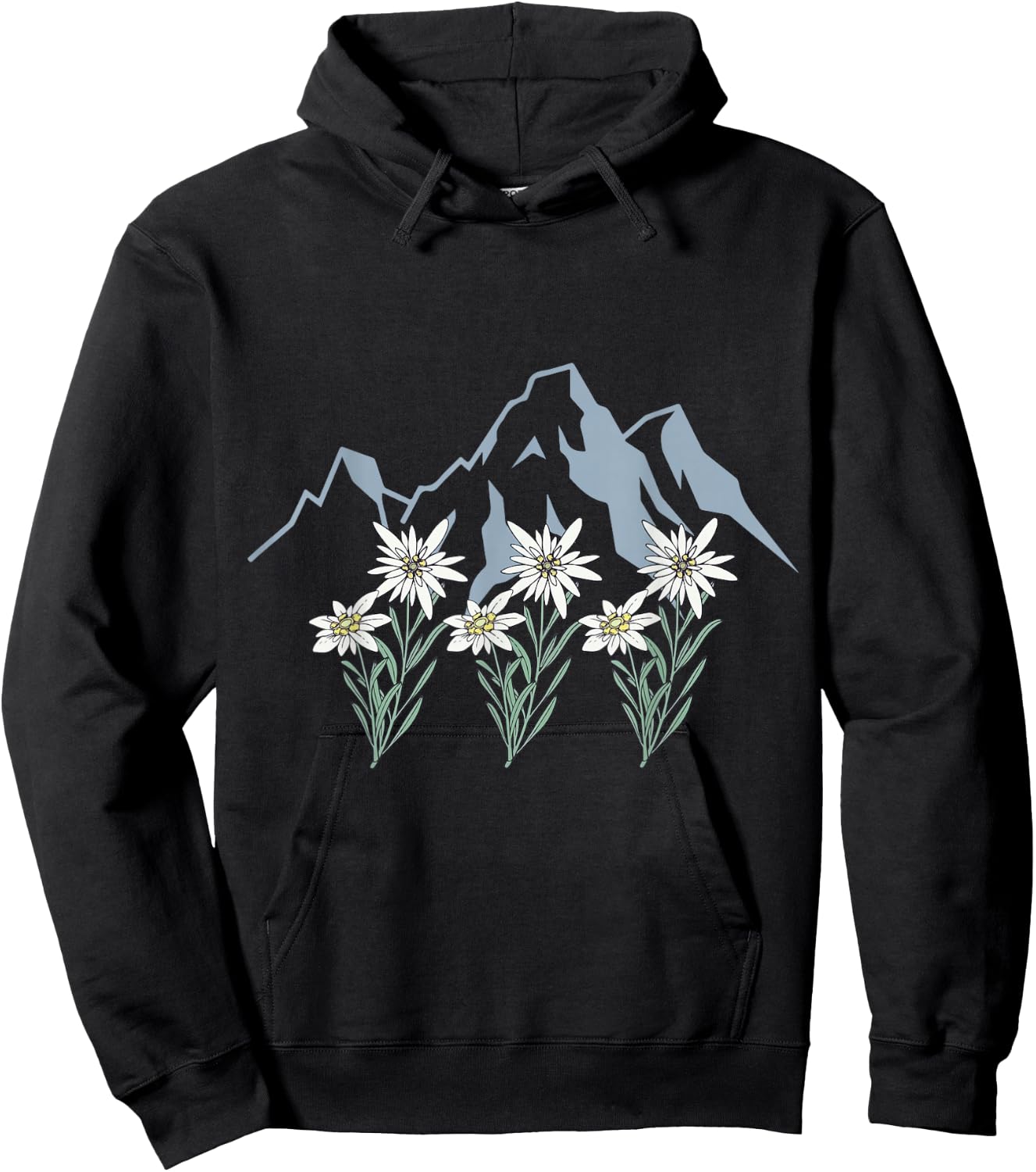 Mountains Switzerland Alps Edelweiss basket alpine flower Hoodie - Hoodie | Black