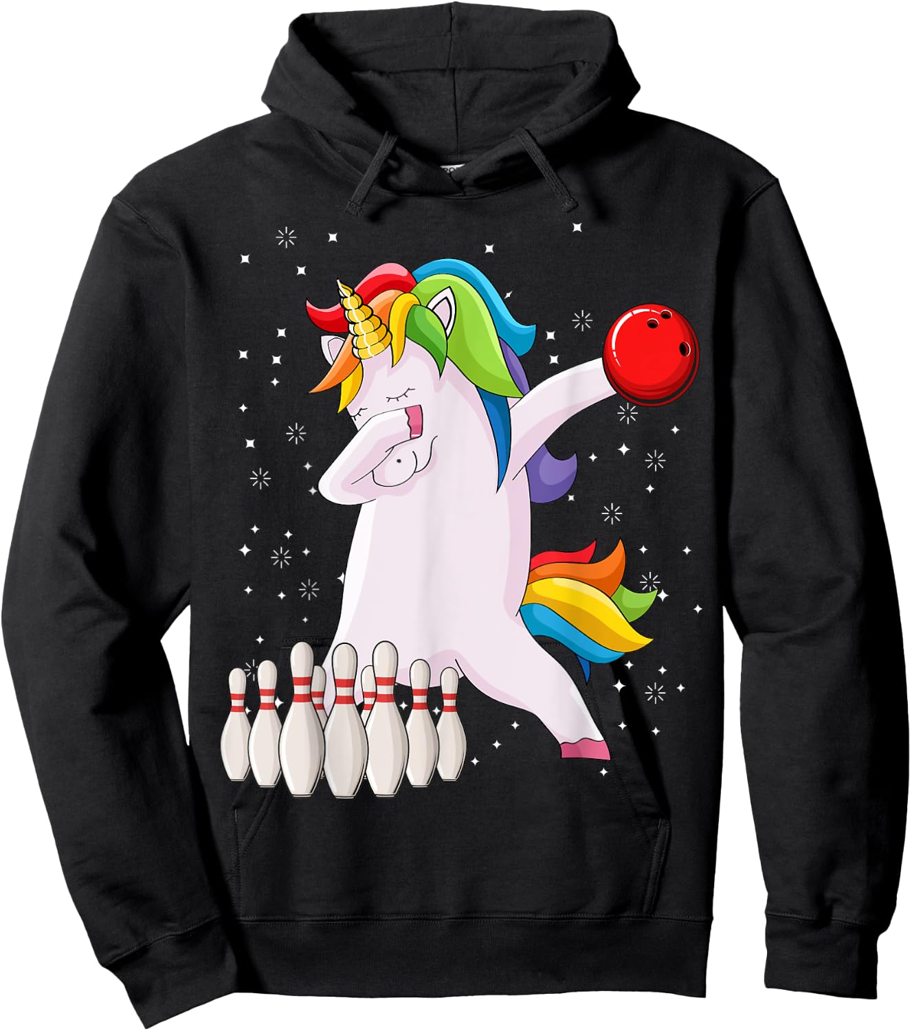 Dabbing Unicorn Bowling Ball Funny Bowling Hoodie - Hoodie | Black