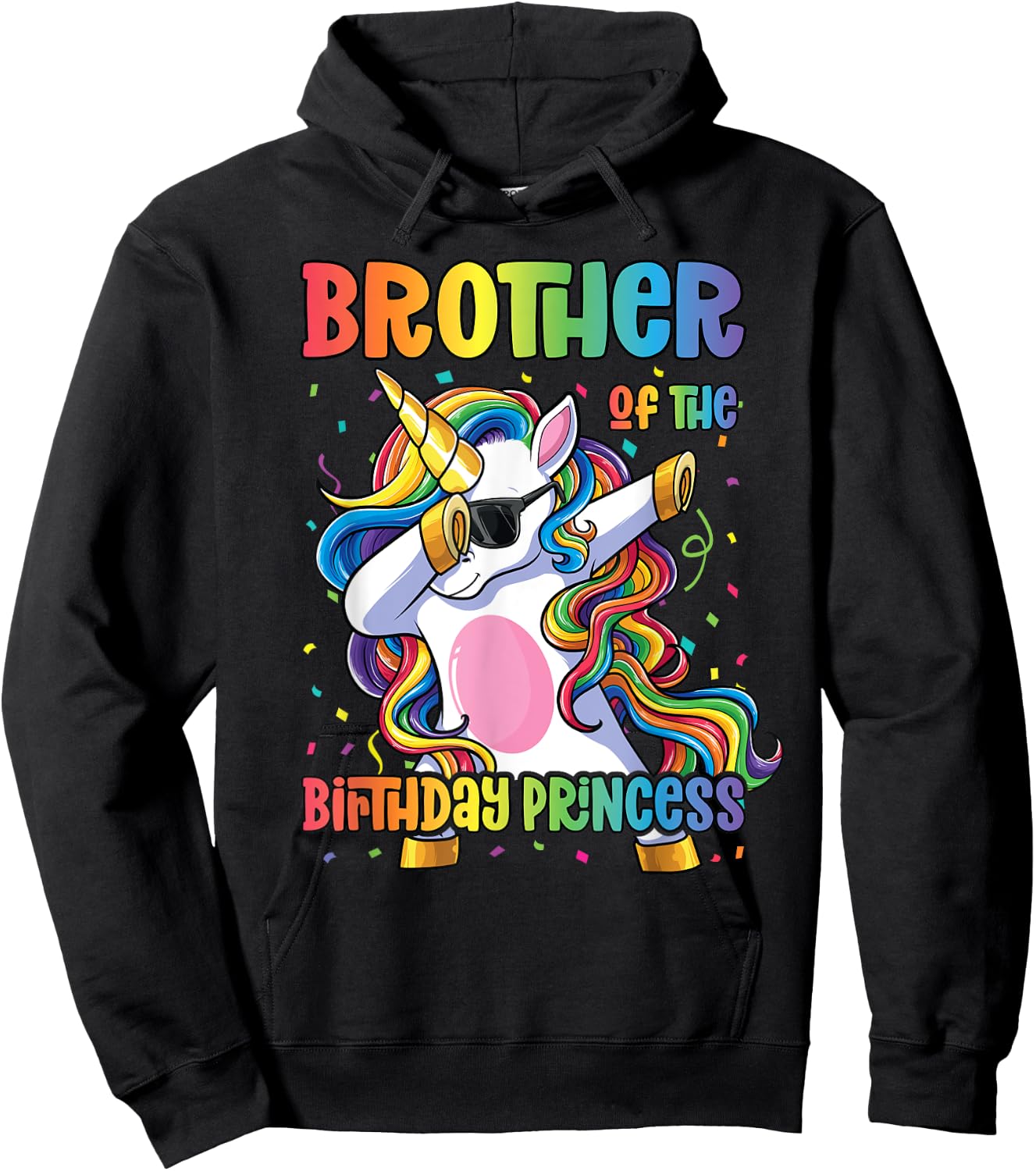 Brother of the Birthday Princess Shirt Girl Dabbing Unicorn Hoodie - Hoodie | Black