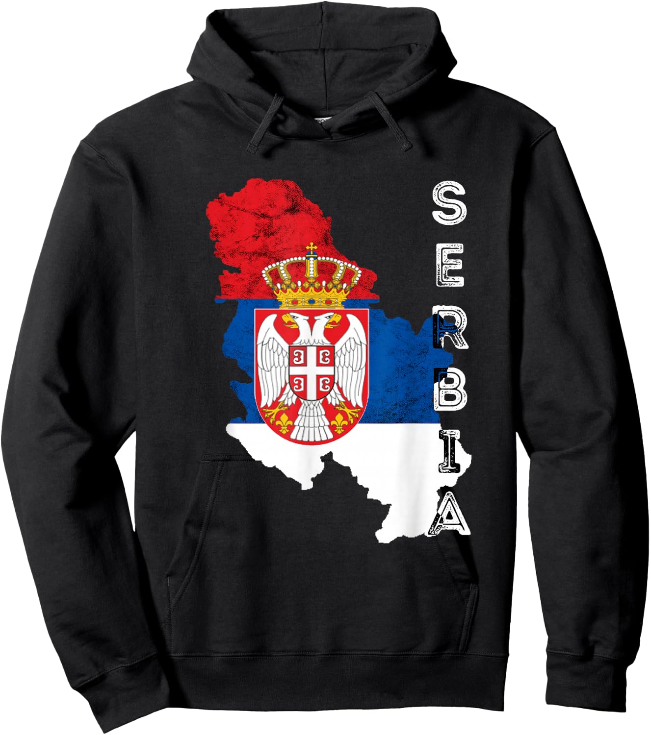 Serbia Vintage Serbian Map Srbija Serbian Flag Serbian Pride Hoodie - Hoodie | Black