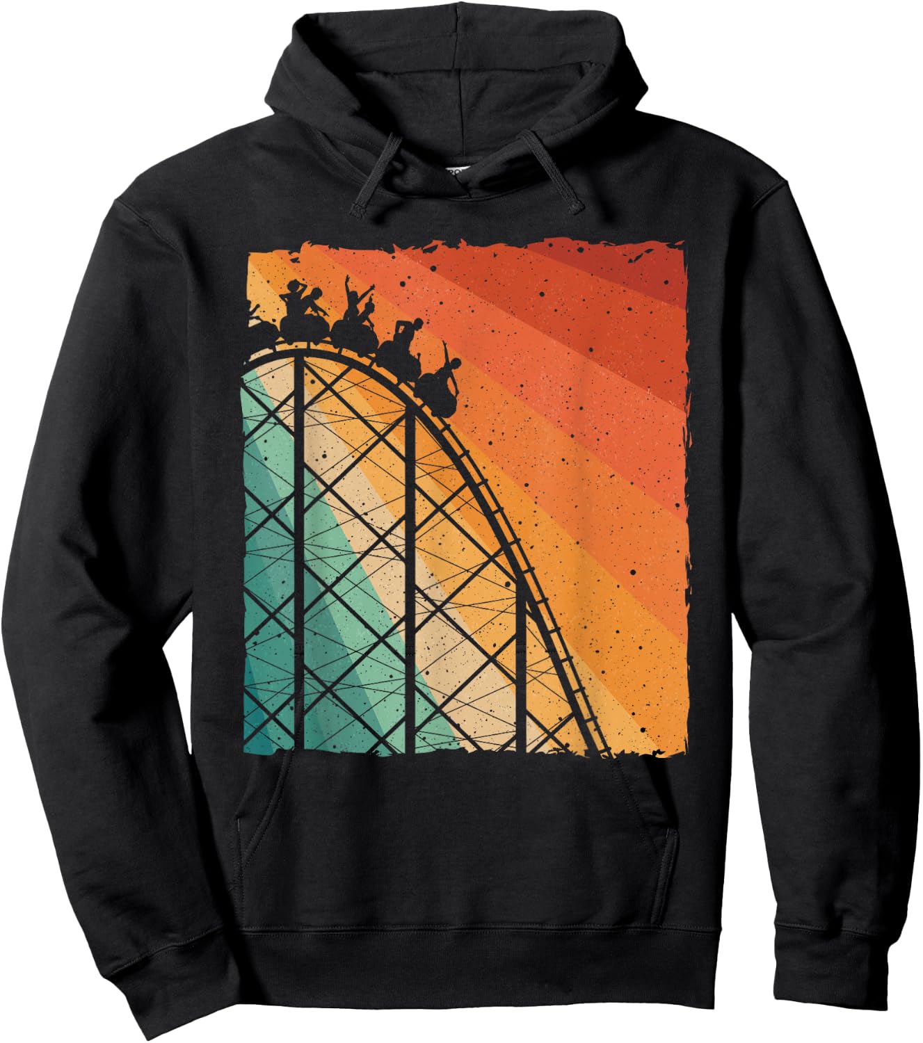 Cute Vintage Roller Coaster Design Men Women Amusement Park Hoodie - Hoodie | Black