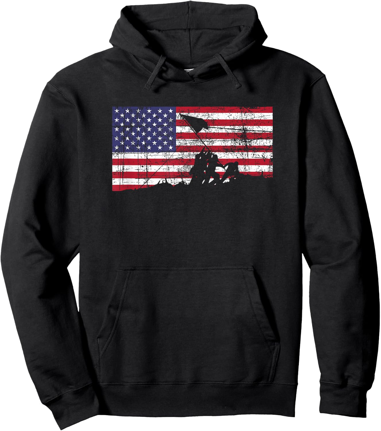 American Flag Patriot Battle of Iwo Jima Hoodie - Hoodie | Black