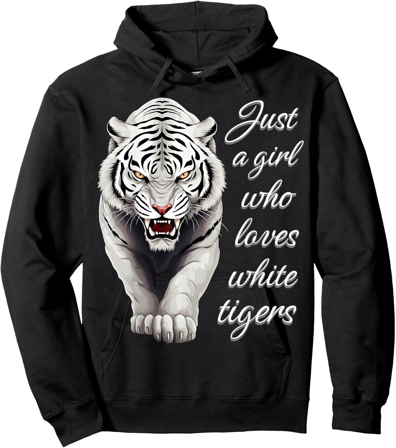 Just A Girl Who Loves White Tigers - Wild Animal Lover Tiger Hoodie - Hoodie | Black