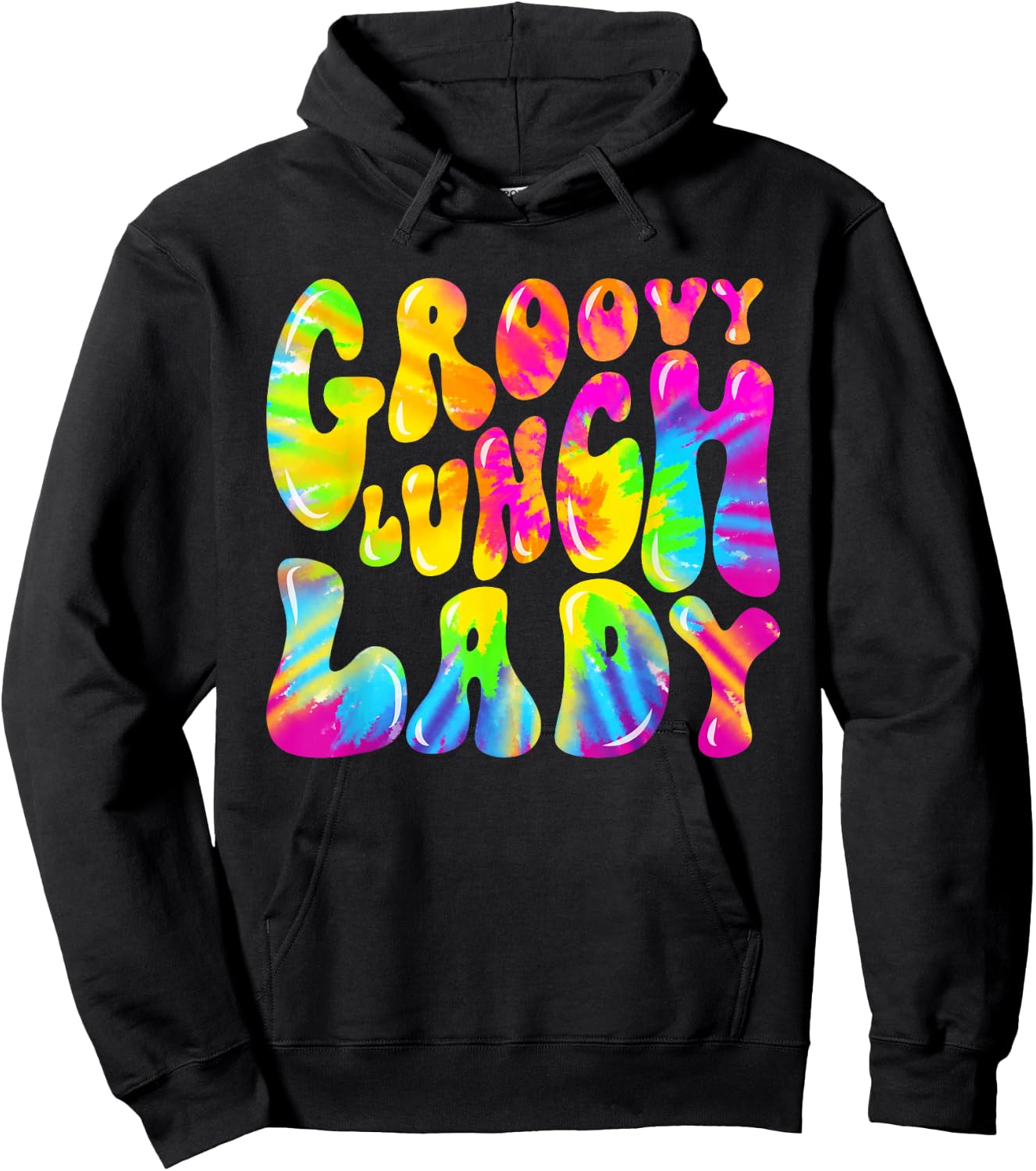 Groovy Lunch Lady Shirt, Cafeteria Canteen Tie Dye Groovy Hoodie - Hoodie | Black