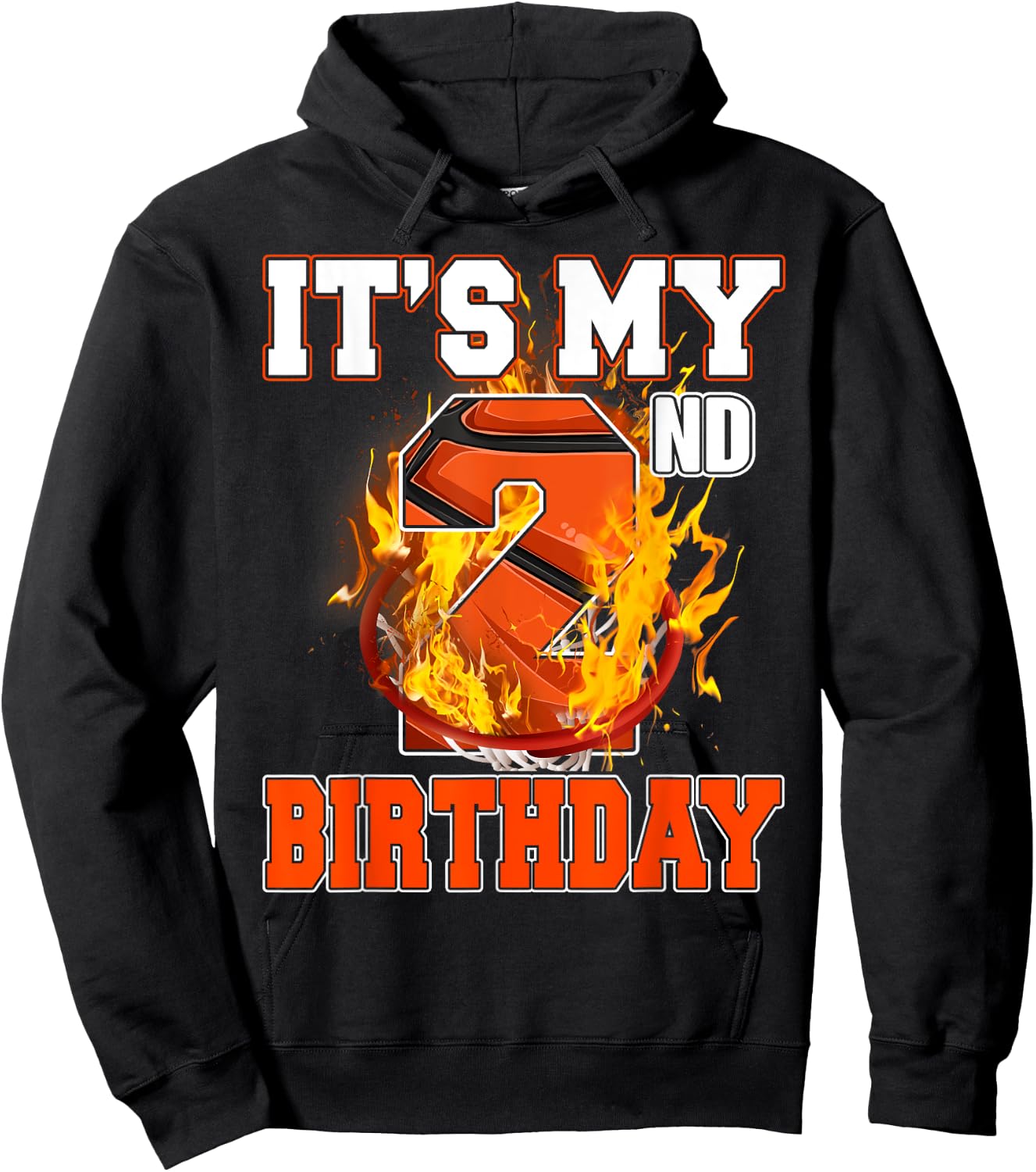 Funny It's My 2nd Birthday 2 Years Old Basketball Ball Boy Hoodie - Hoodie | Black