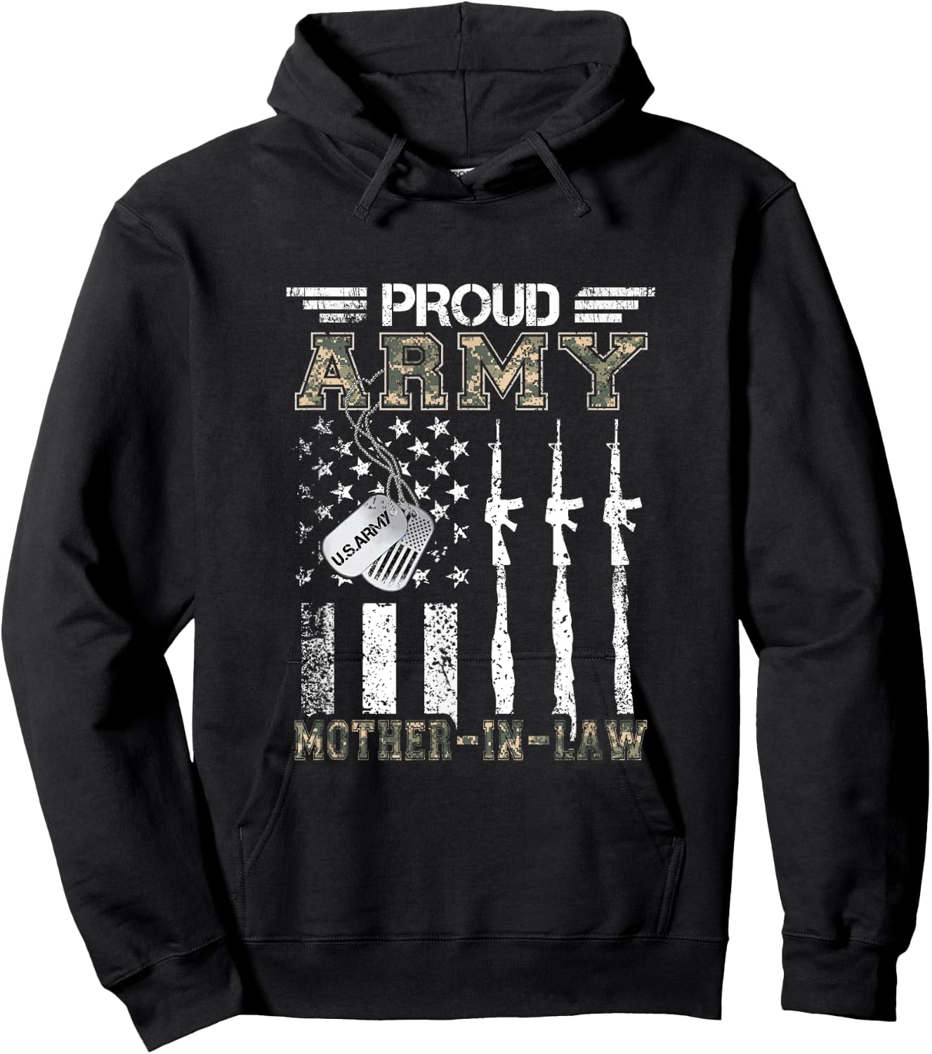 Proud Army Mother-In-Law US Army Mother-In-Law Gifts Hoodie - Hoodie | Black