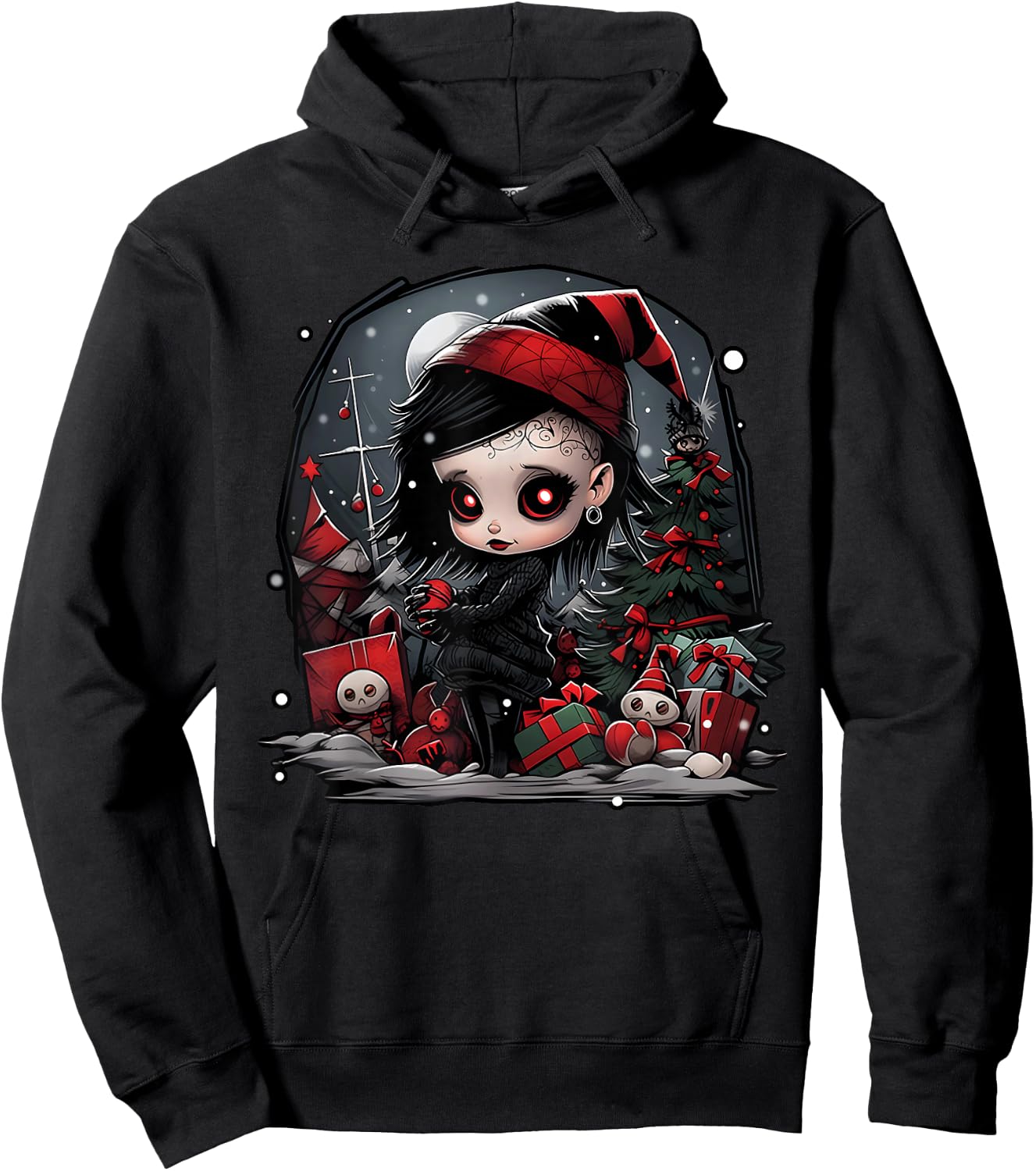 Festive Shadows: A Christmas Goth Baby's Tale Hoodie - Hoodie | Black