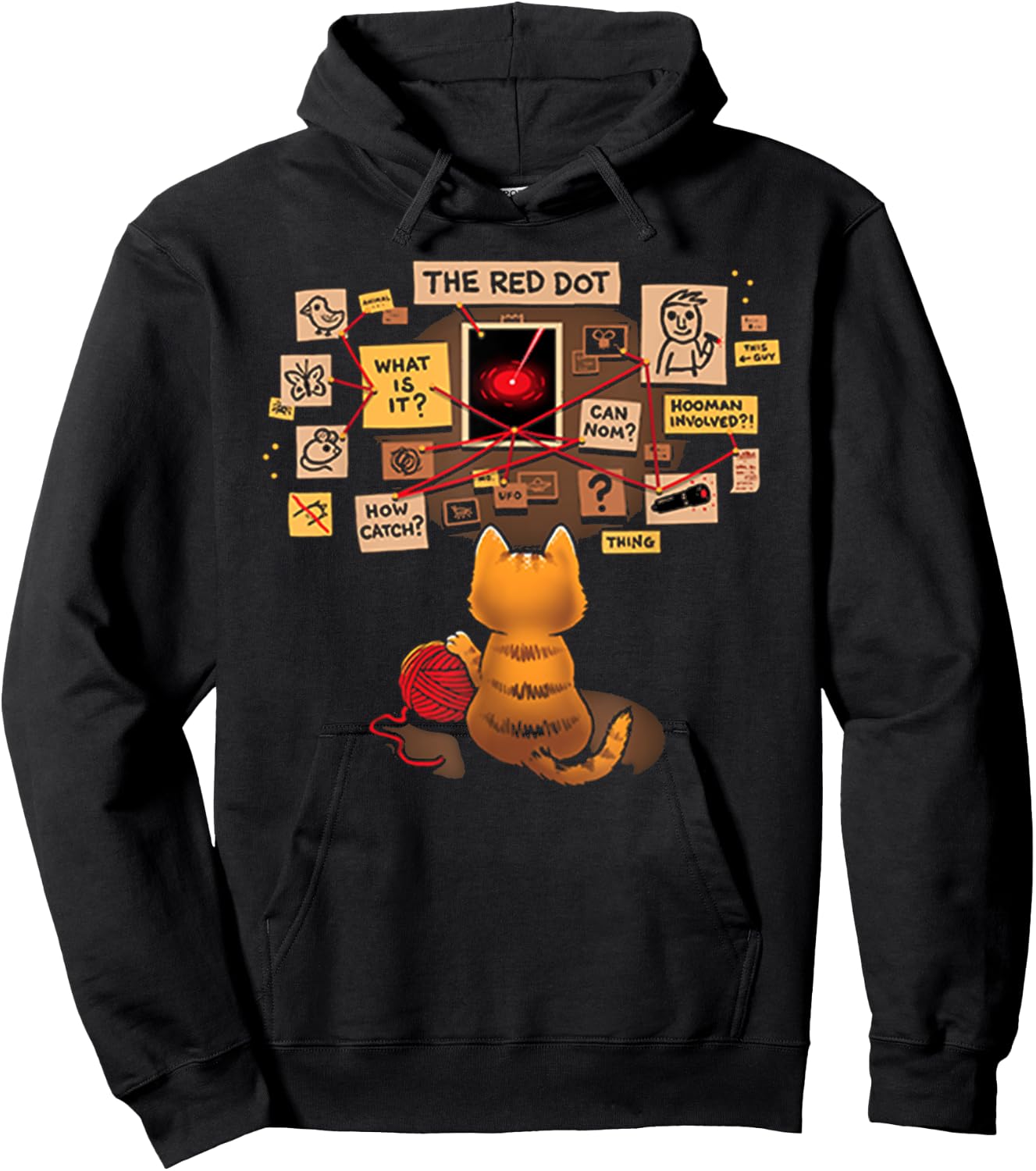 Funny Cat Red Dot Therory Kitten Hoodie - Hoodie | Black