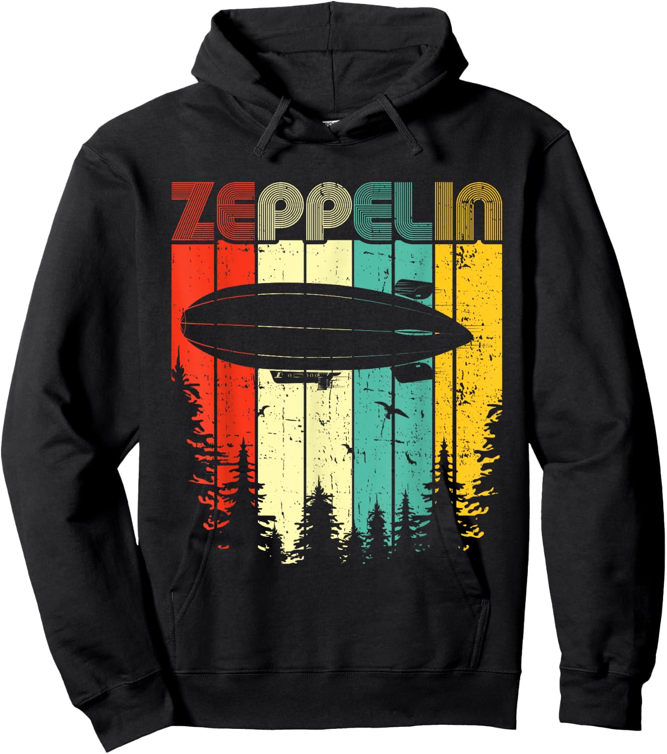 Retro Zeppelin 70s 80s Dirigible Airship Zepelin Zepplin Hoodie - Hoodie | Black