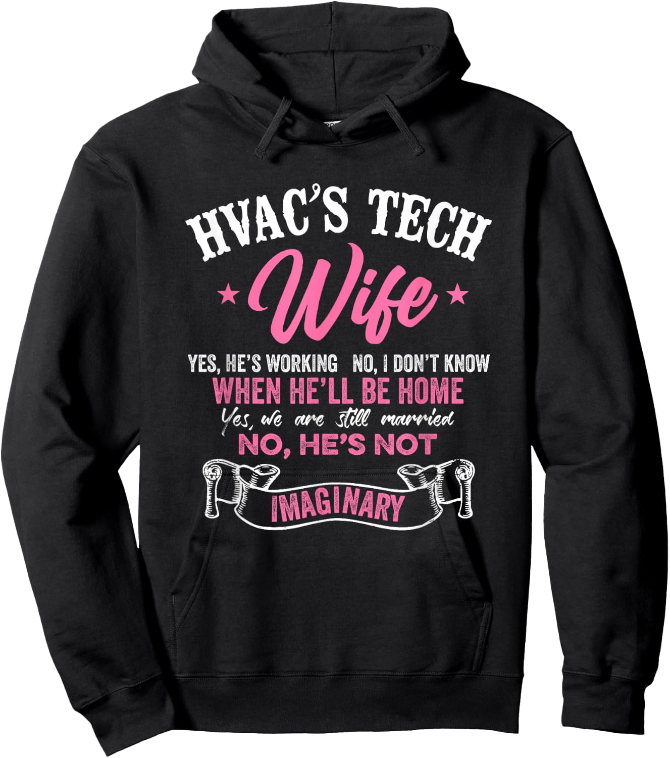 HVAC Technician Tech Wife Vintage Hvac Tech's Wife Yes, He's Hoodie - Hoodie | Black