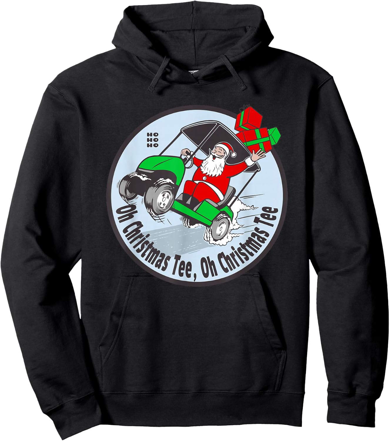 Funny Golfing Santa Claus - Christmas Golfer Golf Cart Hoodie - Hoodie | Black