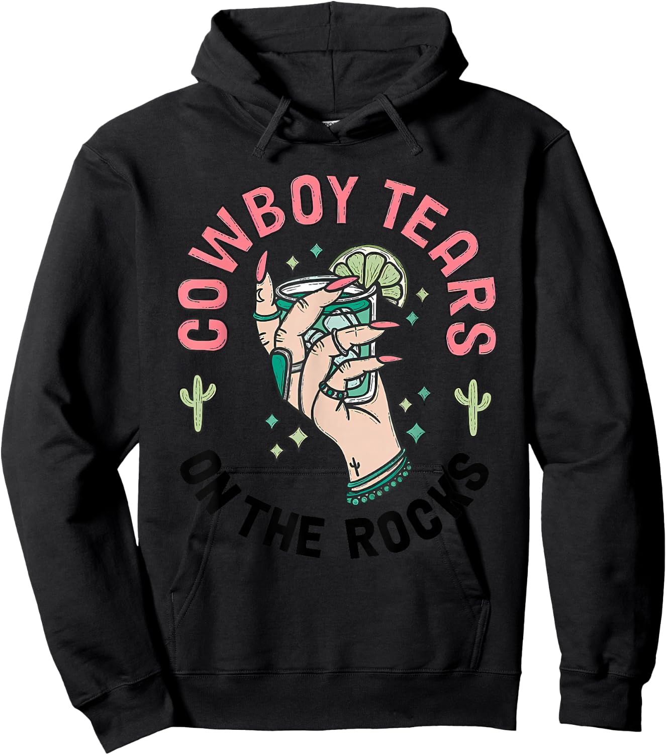 Cowboy Tears On The Rocks Vintage Hoodie - Hoodie | Black