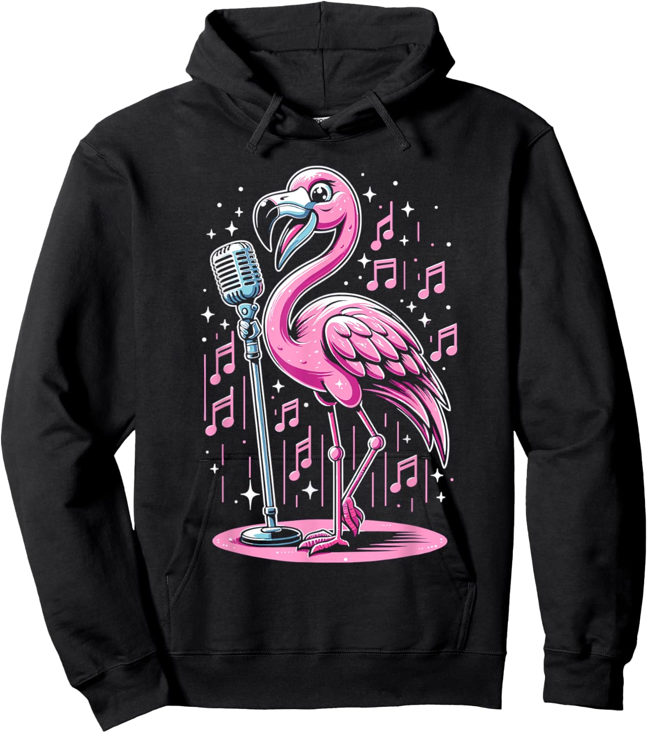 Flamingo Singing Singer Musician Choir Music Lover Hoodie - Hoodie | Black