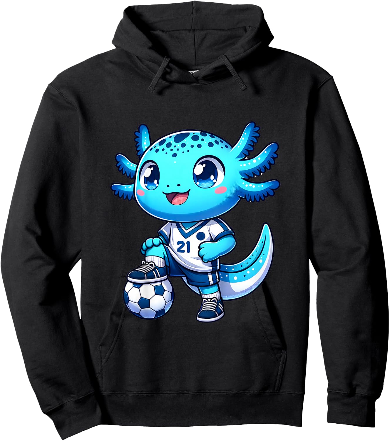 Funny axolotl soccer player boy girl Hoodie - Hoodie | Black