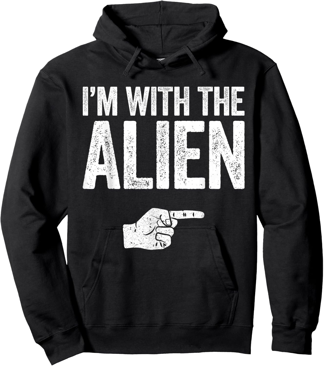 I'm With The Alien Shirt Adult Kids Matching Alien Costume Hoodie - Hoodie | Black