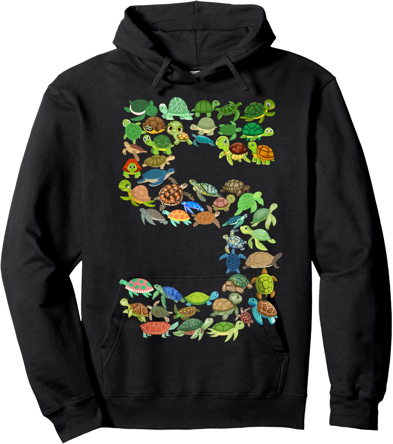 Kids 5th Birthday Sea Turtle Tortoise Themed 5 Year Old Boys Hoodie - Hoodie | Black