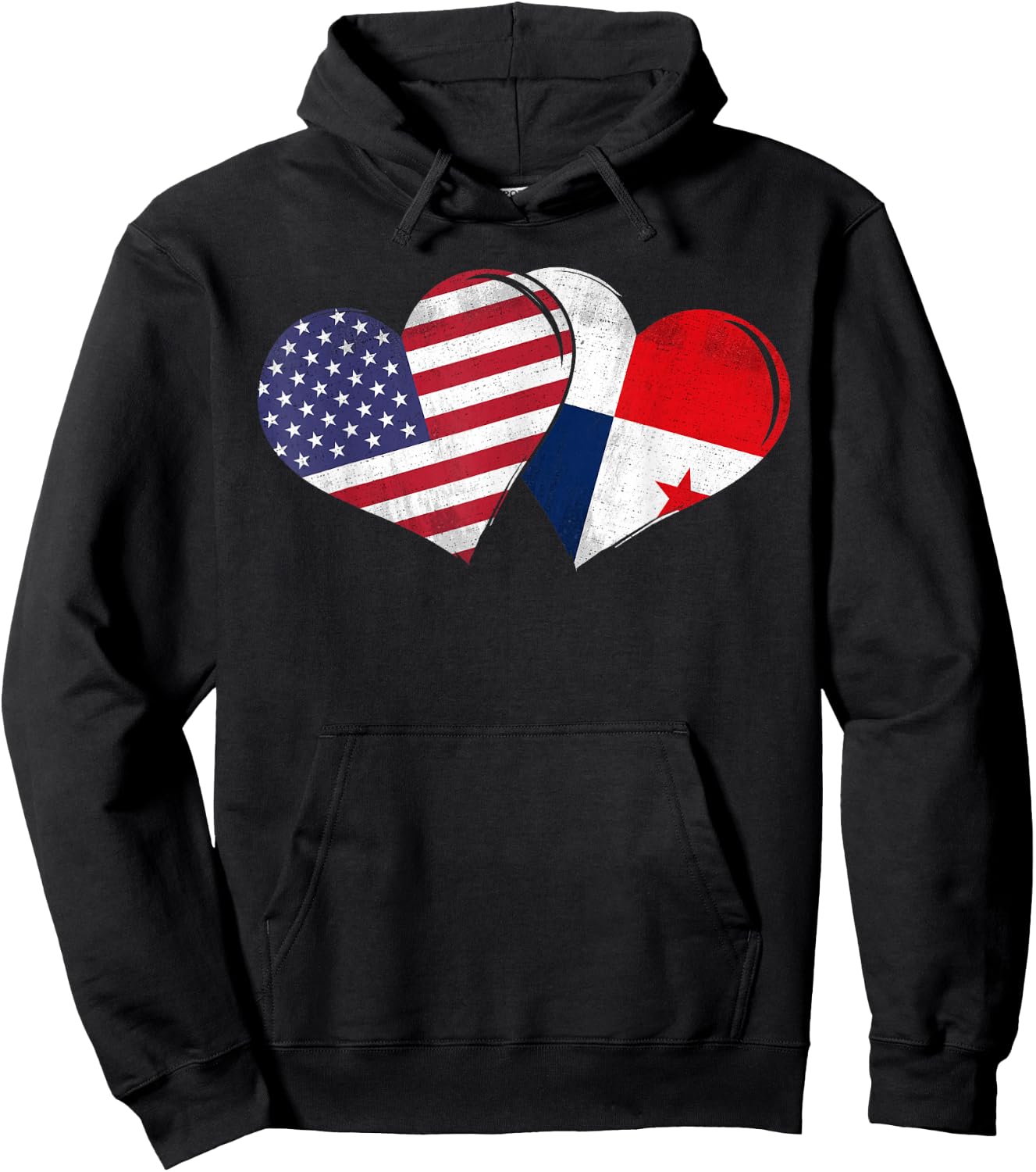 Vintage Panama - American Flag Heart For Panamanian Hoodie - Hoodie | Black