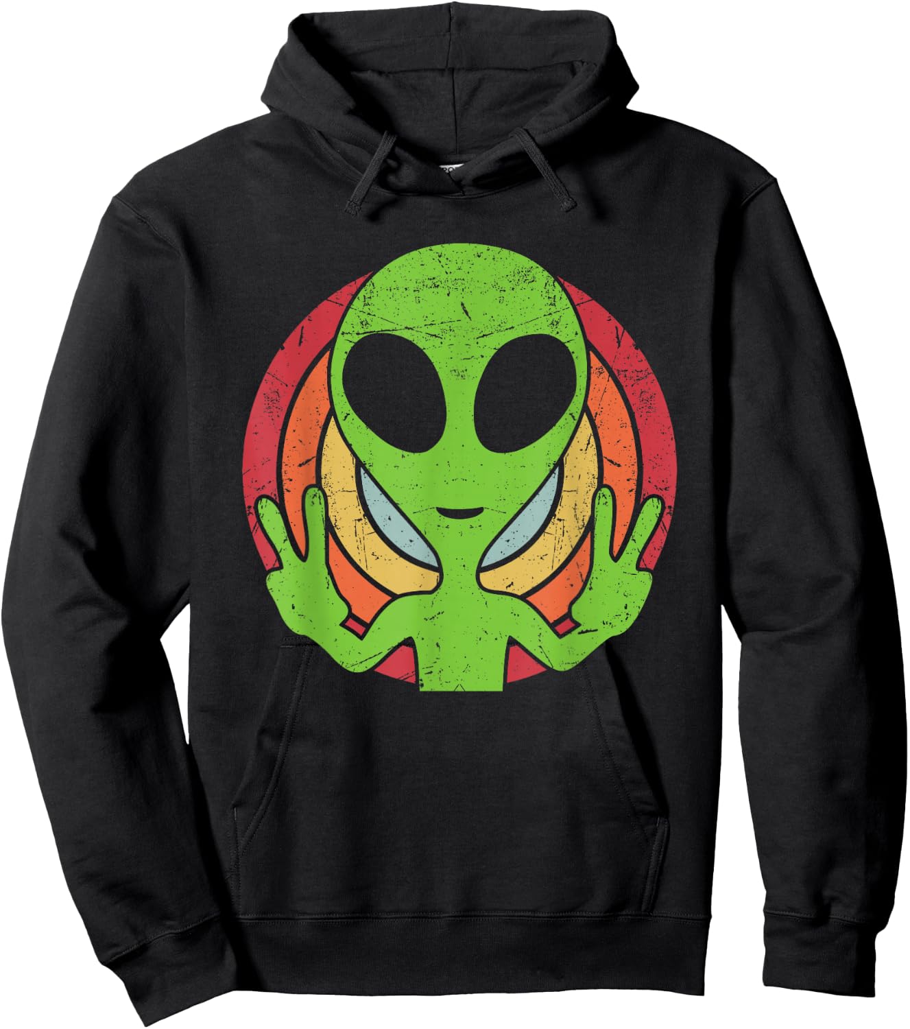 Funny Retro 80's Style Vintage UFO Lover Alien Space Gift Hoodie - Hoodie | Black