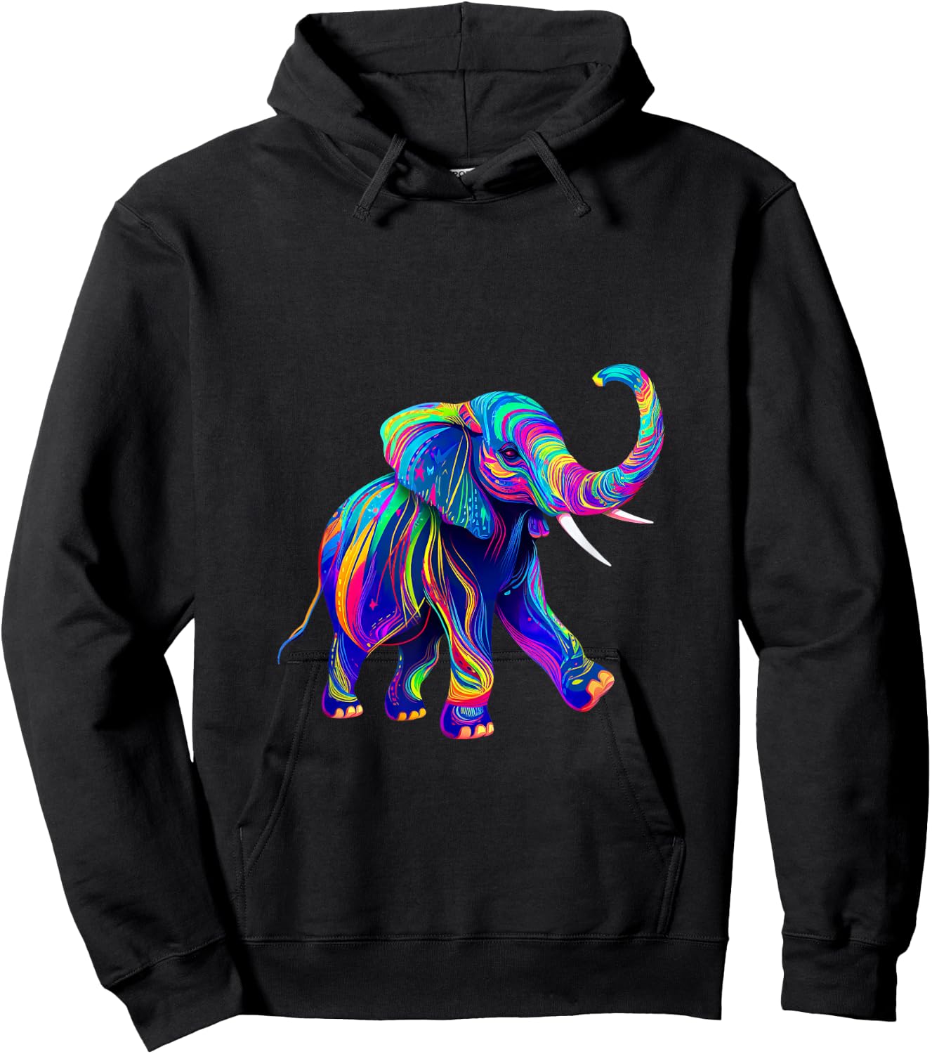 Retro synthwave 80s 90s Elephant Trunk up chakra yoga Hoodie - Hoodie | Black