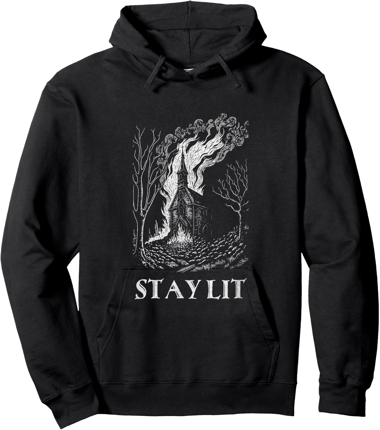 Occult Atheist Burn Church Stay Lit Satan Devil Grunge Hoodie - Hoodie | Black