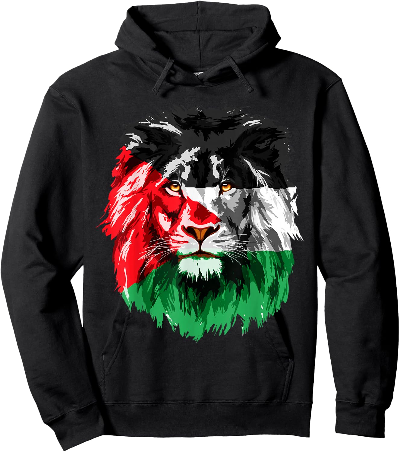 Flag of Palestine Lion Face Palestine Flag Hoodie - Hoodie | Black