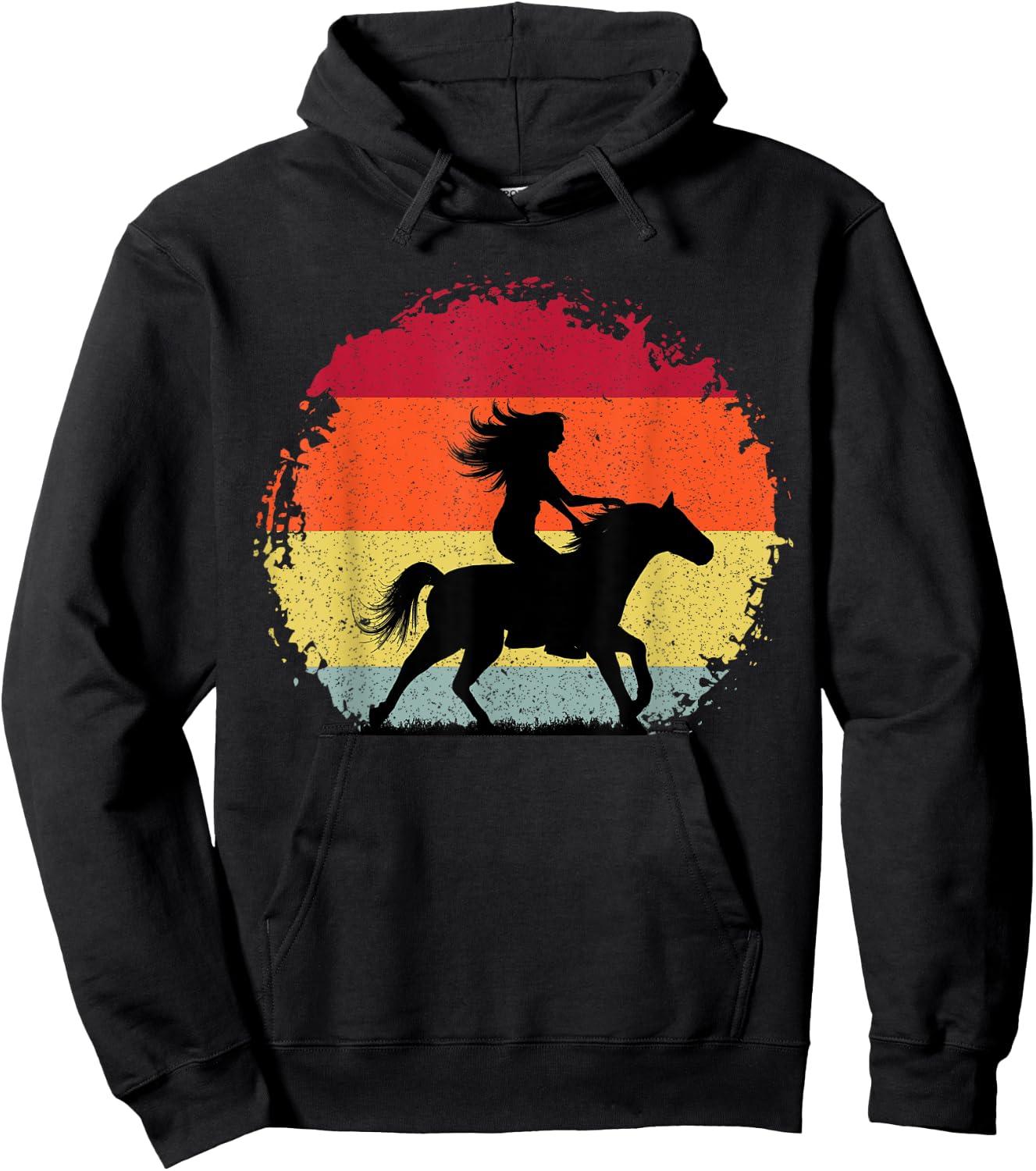 Girl Horse Riding Cowgirl Vintage Texas Ranch Equestrian Hoodie - Hoodie | Black