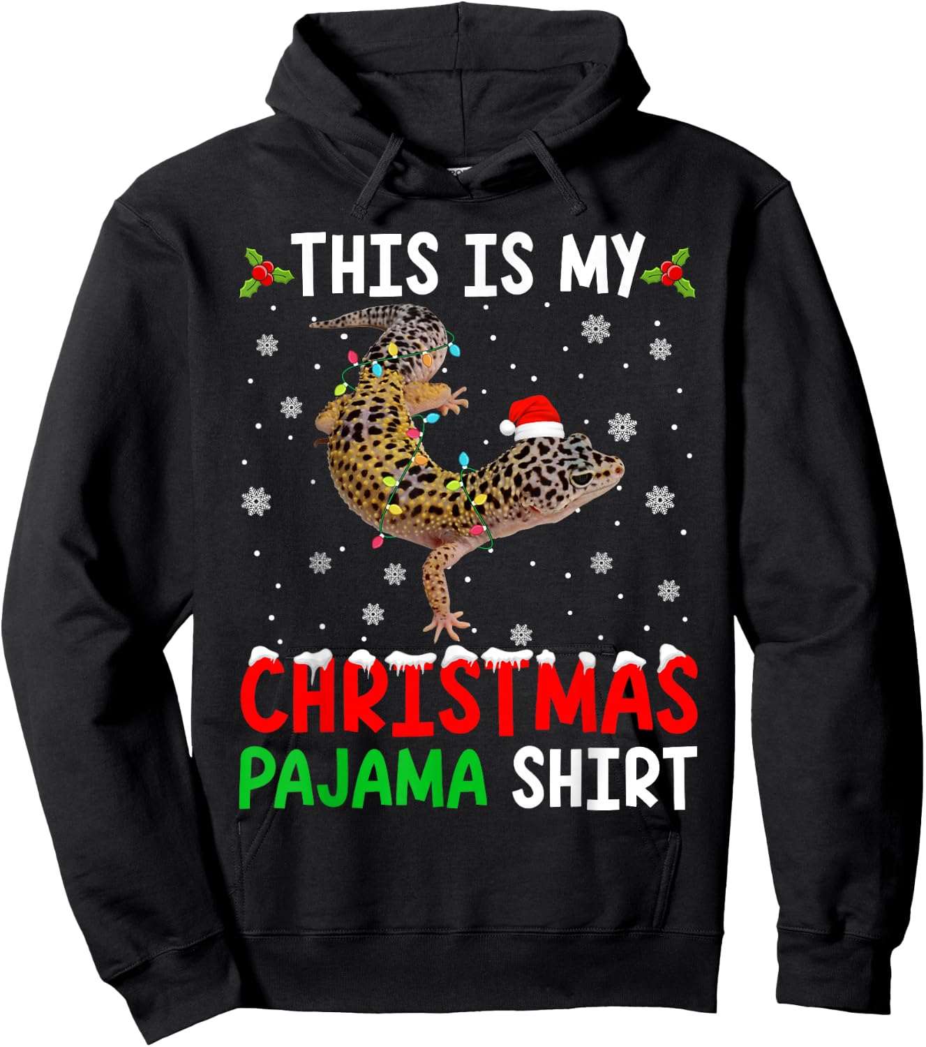 This Is My Christmas Pajama Leopard Gecko Xmas Funny Animals Hoodie - Hoodie | Black