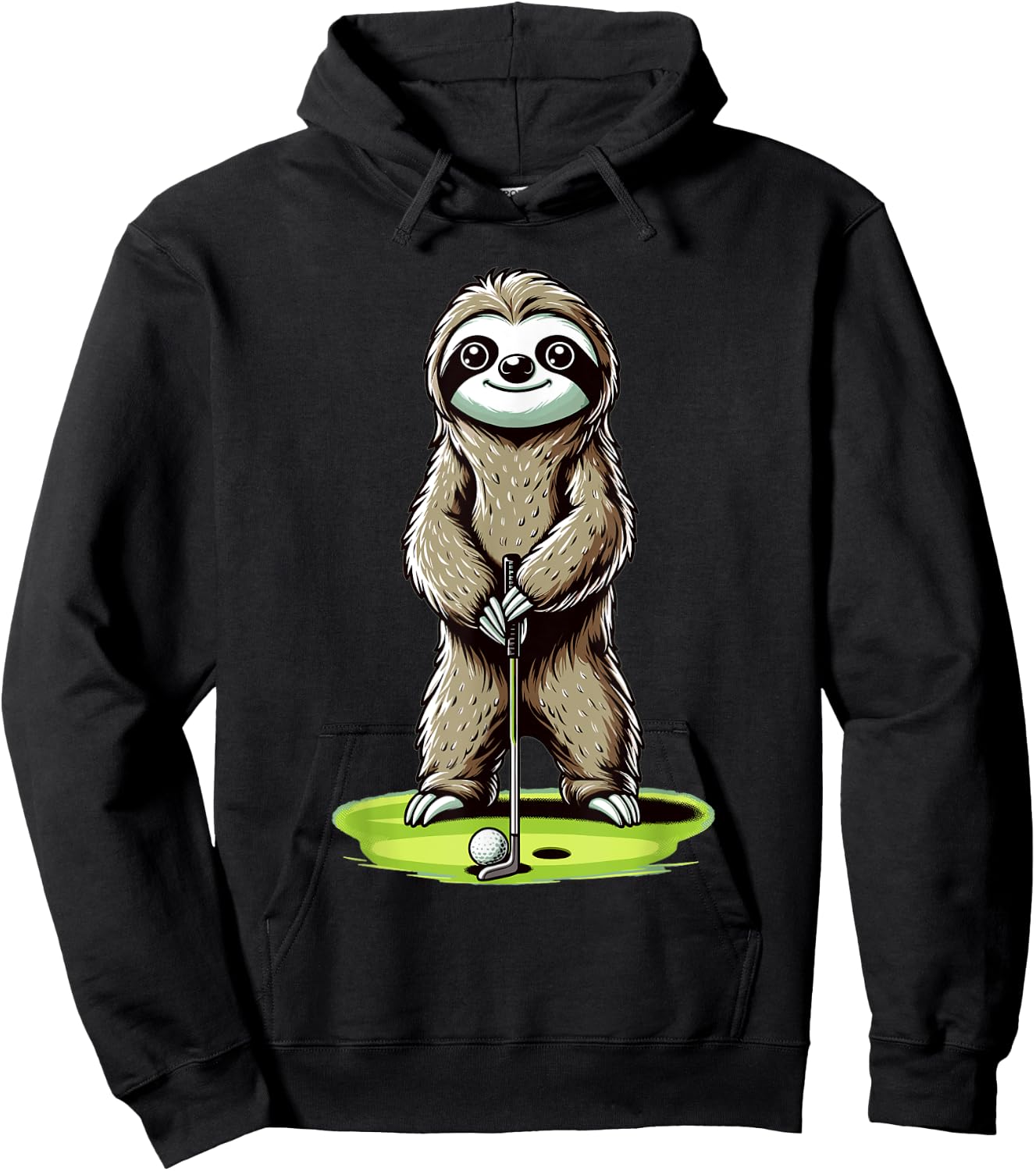 Sloth Playing Golf Funny Golfing Lover Golfer Hoodie - Hoodie | Black