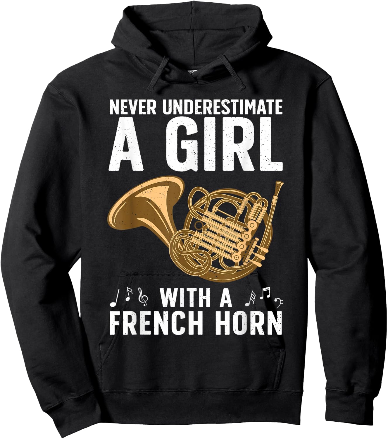 Best French Horn Art Girls French Horn Lover Hoodie - Hoodie | Black