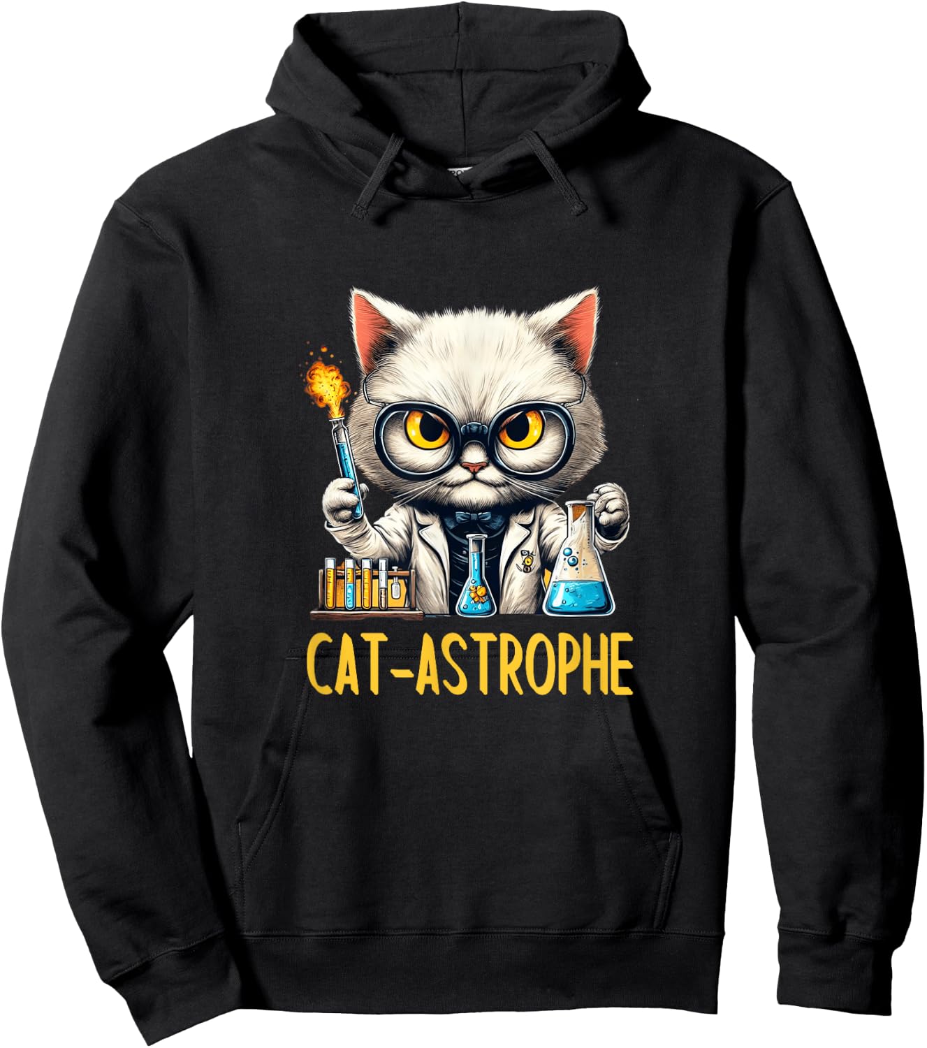 Science Cat Funny CAT-ASTROPHE Chemistry Lab Explosion Kitty Women Hoodie - Hoodie | Black