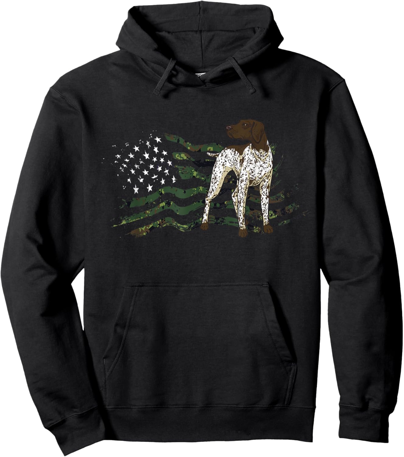 German Shorthaired Pointer American Flag GSP Dog Hoodie - Hoodie | Black