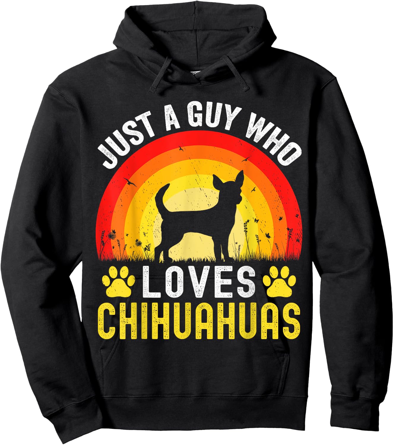 Just A Guy Who Loves Chihuahuas Dog Retro Vintage Chihuahua Hoodie - Hoodie | Black